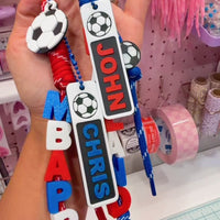 Soccer theme 3D Printed Keychain w/ hanging charms