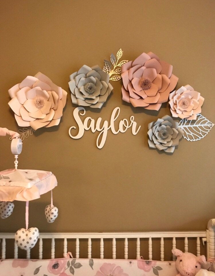 5 pcs set paper flowers, nursery paper flowers, nursery decor, paper flowers backdrop, baby shower decor, bridal shower