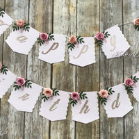 Boho floral banner, floral banner, boho floral garland, 1st birthday party, floral 1st birthday, floral baby shower, boho party decor-3