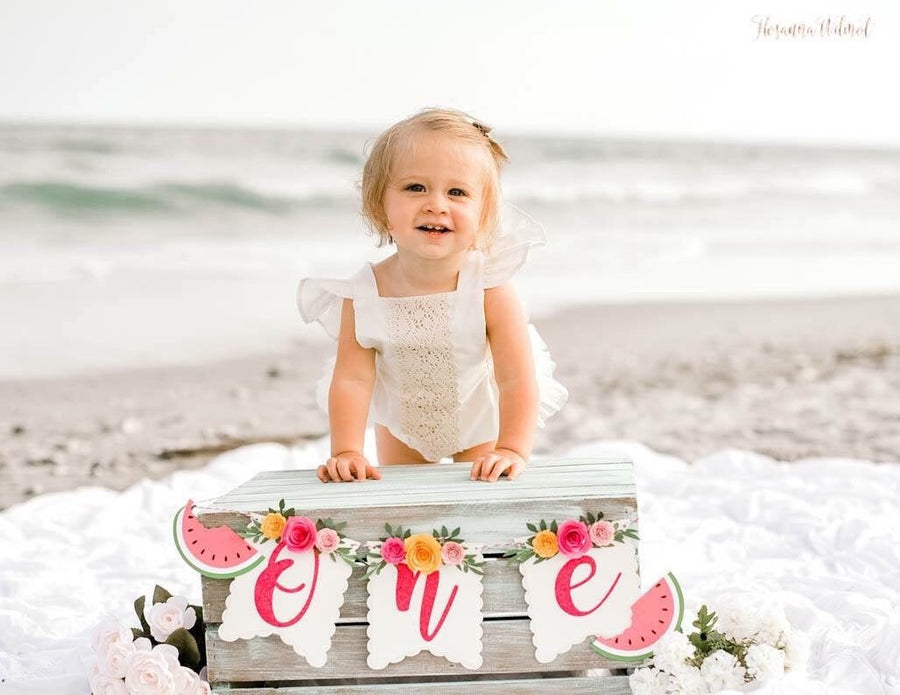 One in a melon cake topper, Watermelon High Chair Banner, one in a melon party, Watermelon Party Decorations