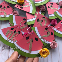 One in a melon first year clips, one in a melon Monthly photo banner, watermelon party, watermelon party decor, one in a melon party