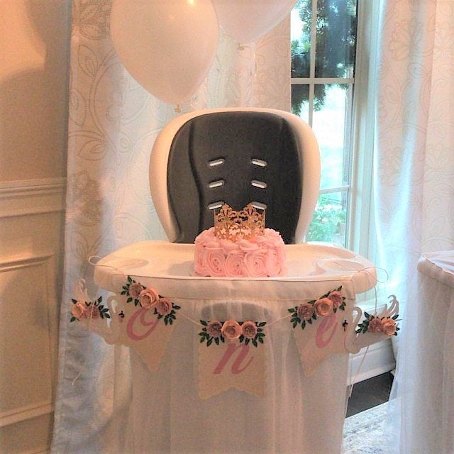 Swan high chair banner, princess party, 1st birthday party