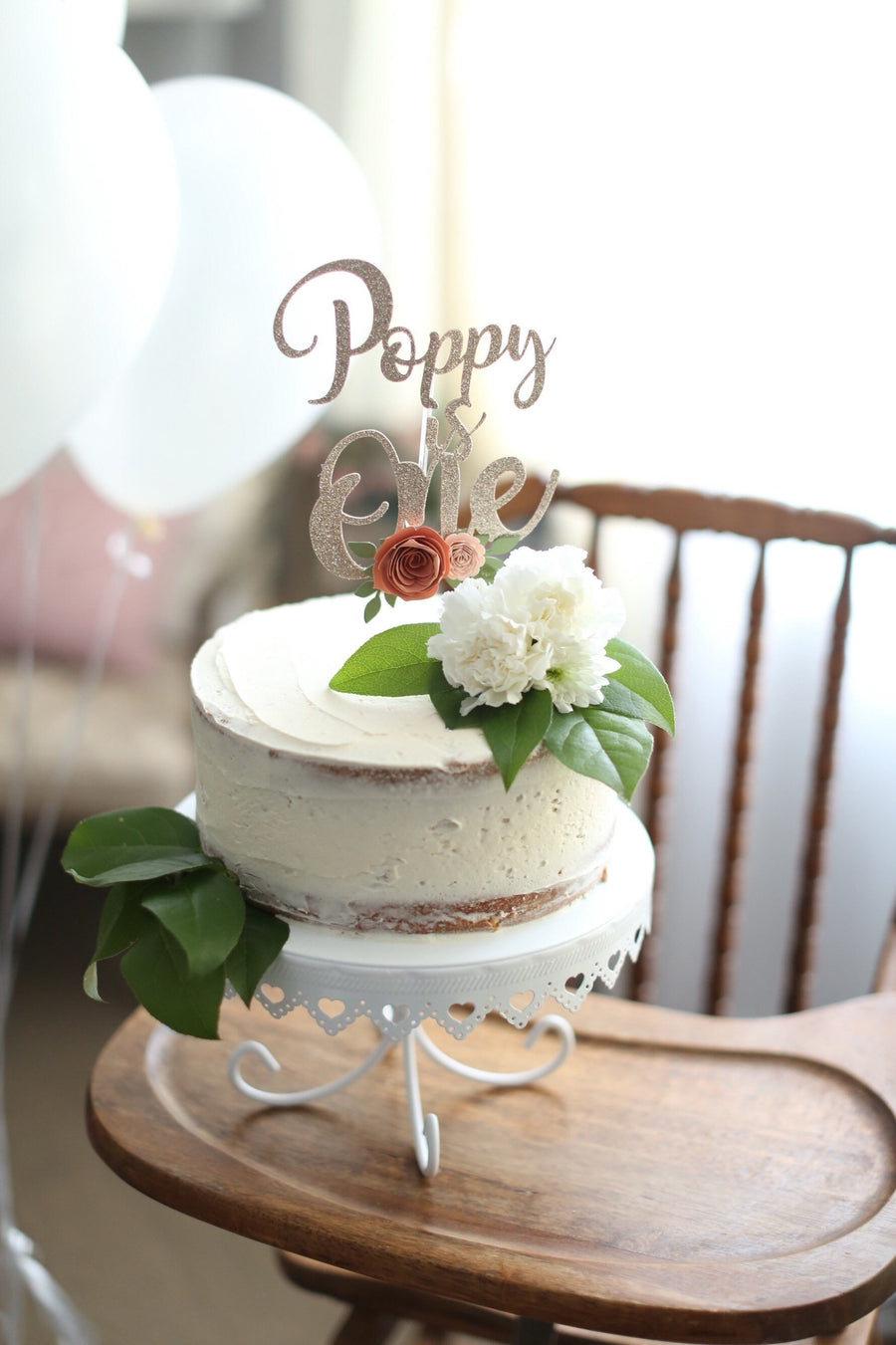 Birthday cake topper, Floral cake topper, 1st birthday cake topper, floral party, cake smash props-1