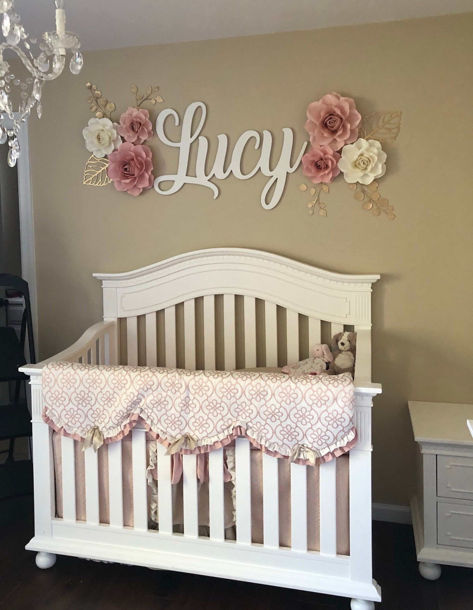 Paper Flowers Baby Nursery Wall Decor Bedroom Paper Flower Nursery