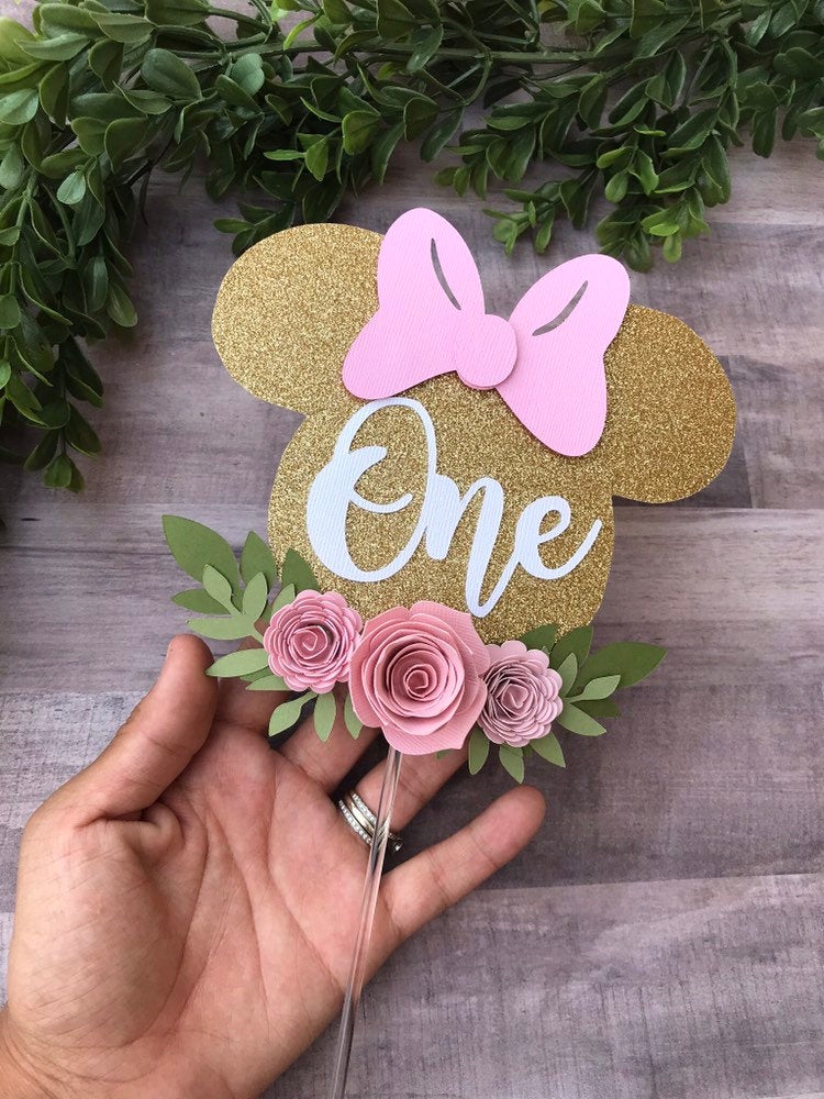 Minnie Mouse cake topper, Minnie Mouse high chair banner, floral minnie mouse party decor, Minnie Mouse banner, Minnie Mouse party package