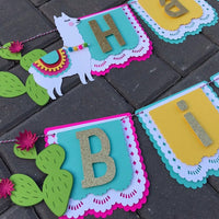 Llama happy birthday banner, llama banner, llama party décor, cactus party, CUSTOMIZE IT!