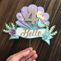 Mermaid 1st birthday banner, mermaid cake topper, mermaid decorations, under the sea cake decorations, mermaid first birthday, Customize it