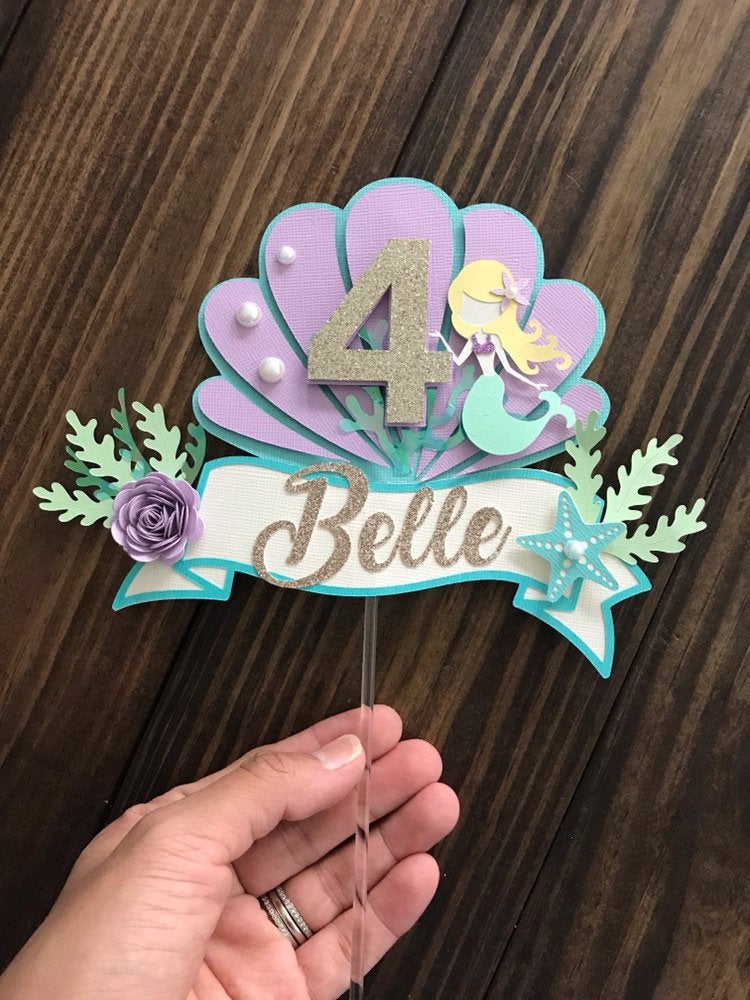 Mermaid 1st birthday banner, mermaid cake topper, mermaid decorations, under the sea cake decorations, mermaid first birthday, Customize it