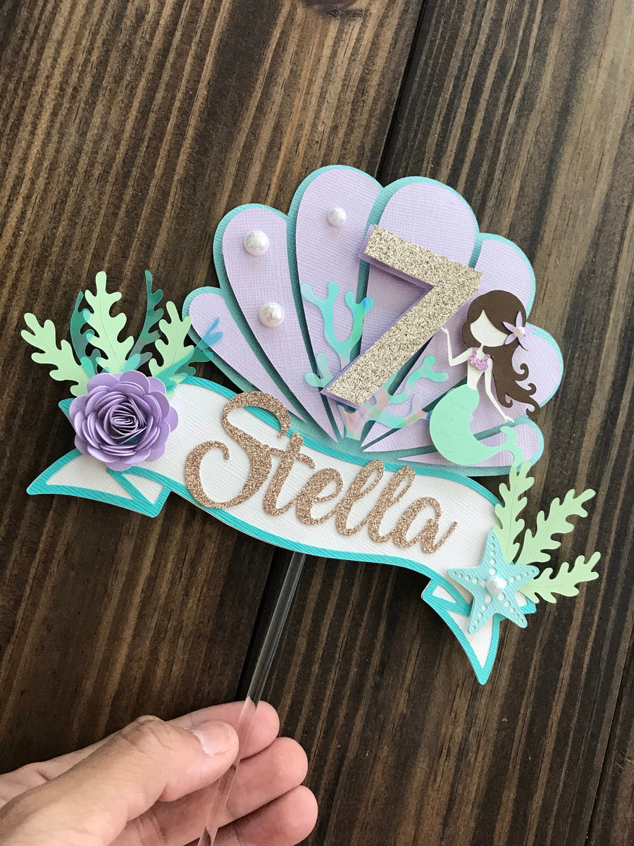 Mermaid 1st birthday banner, mermaid cake topper, mermaid decorations, under the sea cake decorations, mermaid first birthday, Customize it