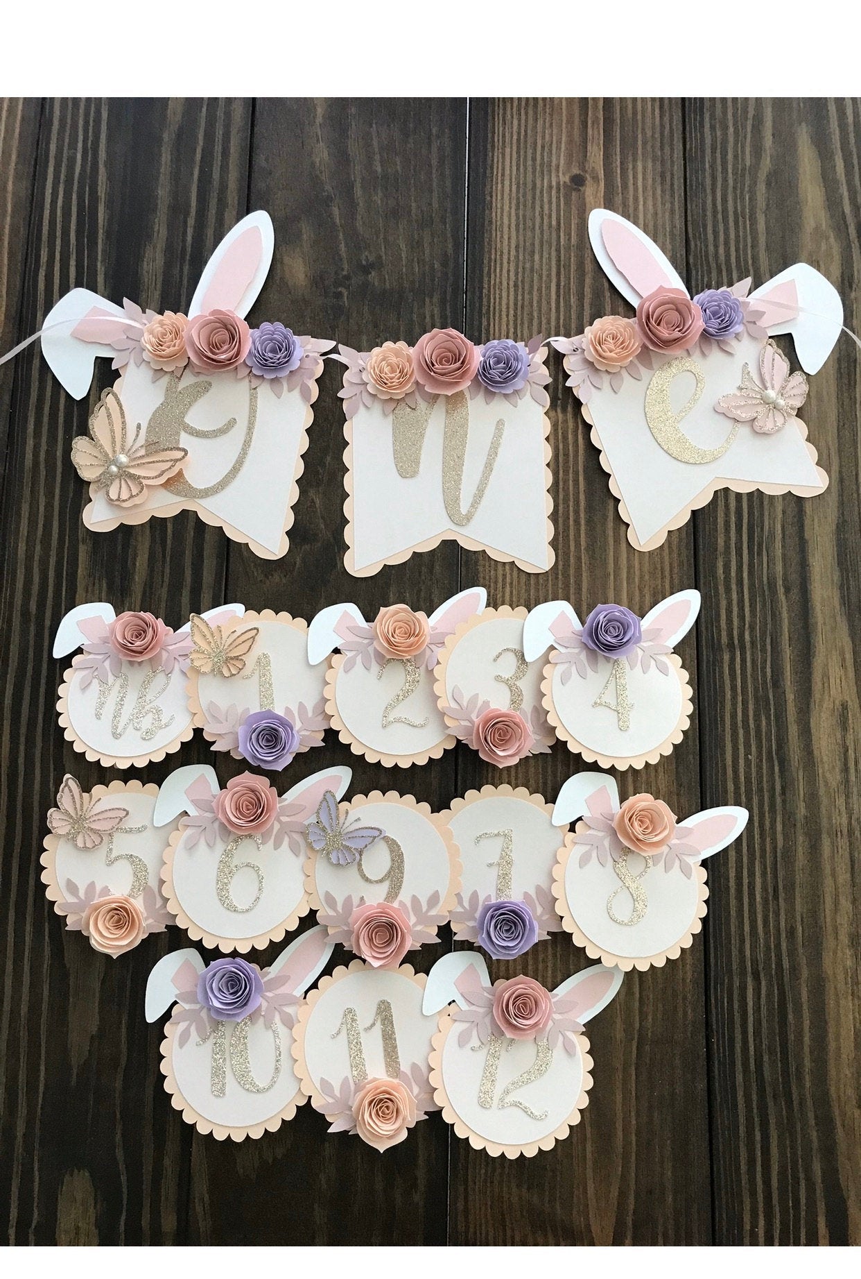 Easter Themed Birthday Banner Bunny Candle Some Bunny Is One Photo ...