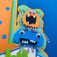 Monsters theme cake topper, monsters party, monster cake topper