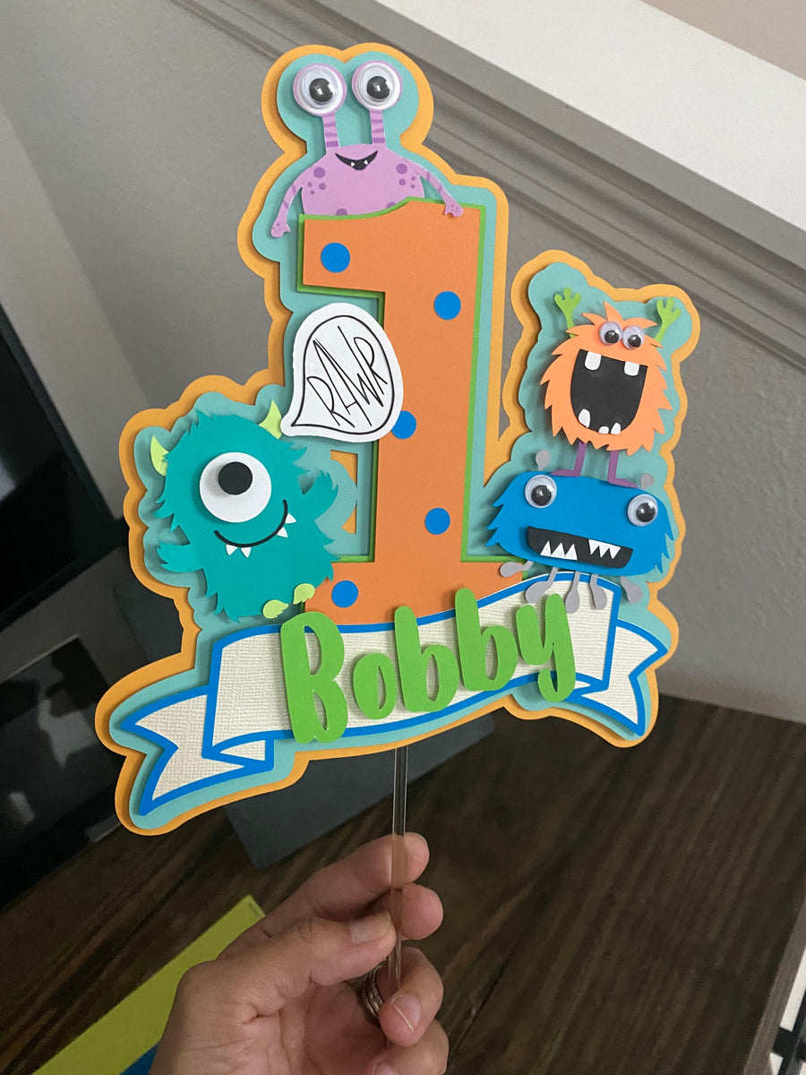monsters inc cake topper Monsters theme cake topper, monsters party, monster cake topper – Krafty Dekor