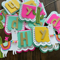Llama happy birthday banner, llama banner, llama party décor, cactus party, CUSTOMIZE IT!-2