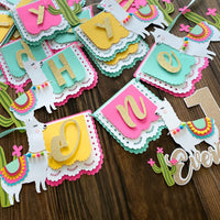 Llama happy birthday banner, llama banner, llama party décor, cactus party, CUSTOMIZE IT!-2
