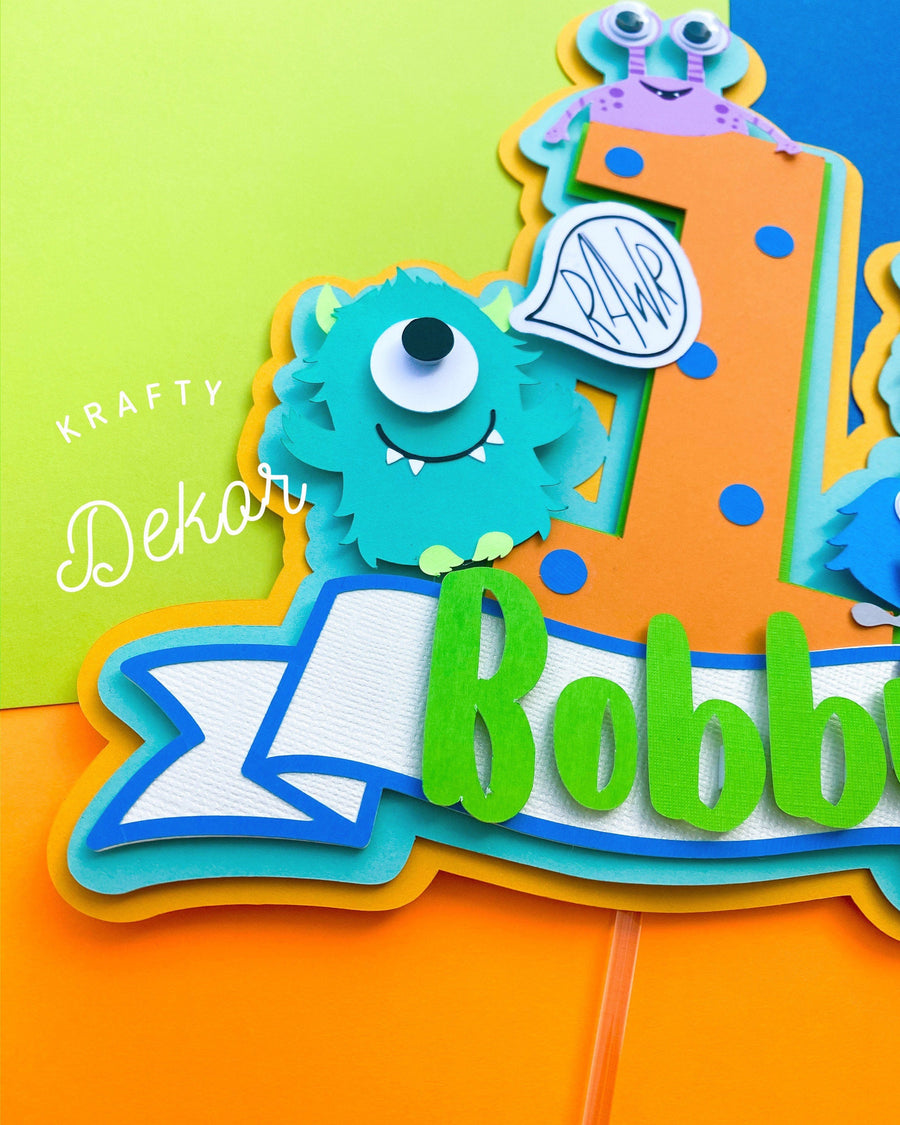 Monsters theme cake topper, monsters party, monster cake topper