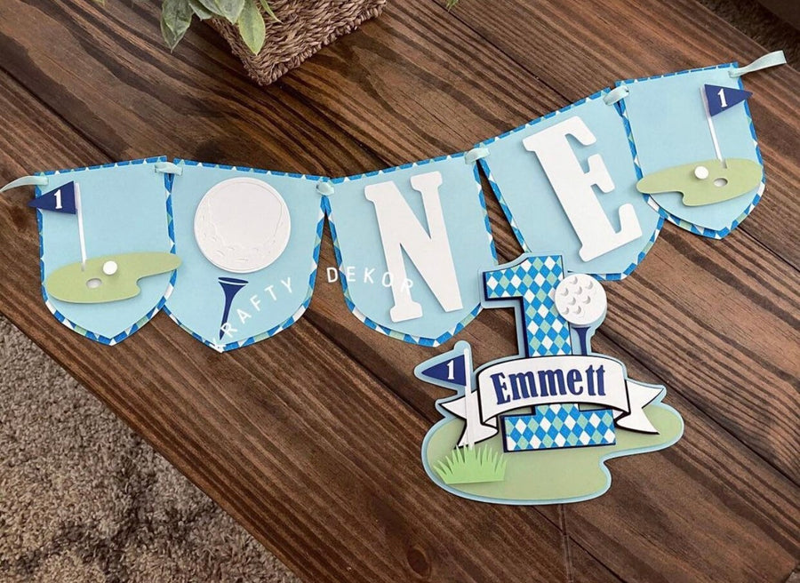 Golf 1st birthday Party, Hole in one party, hole in one cake topper