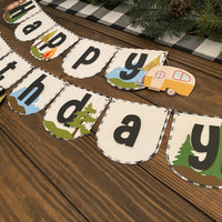 One Happy Camper high chair banner, little camper banner, camping theme birthday, one happy camper banner