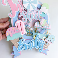 Ice cream  Birthday, ice cream high chair banner, two sweet cake topper, candy land party, candy land birthday, candy theme party, ice cream