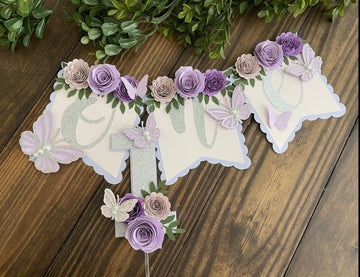 Butterfly theme banner, butterfly floral banner, 1st birthday butterfly theme, butterfly cake topper, butterfly decor-10