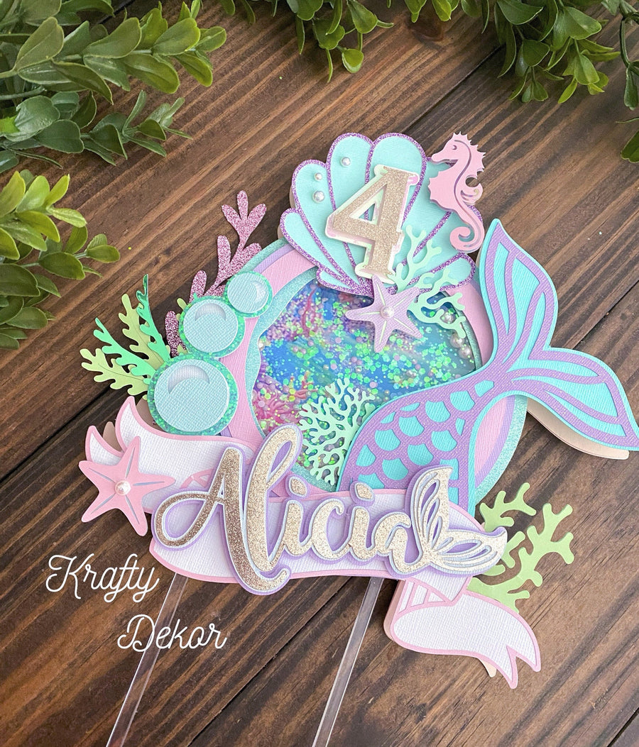 Mermaid cake topper, Under the sea cake topper, Shaker cake topper, mermaid shaker topper, Mermaid birthday